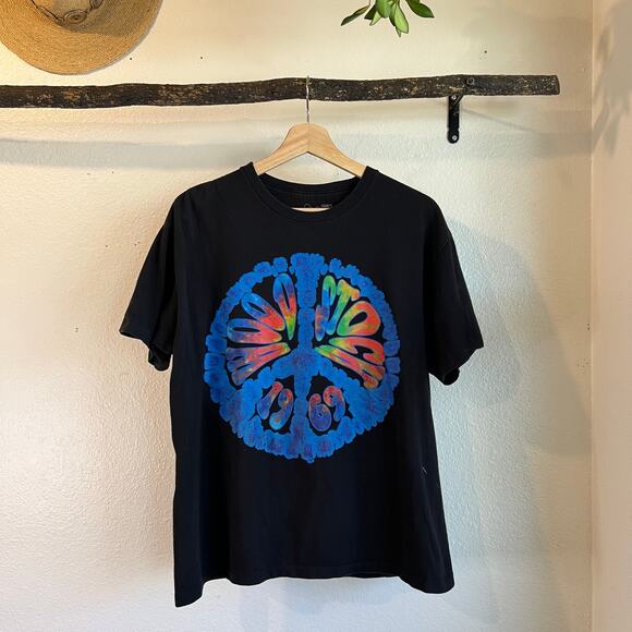 Woodstock 2009 Black Cotton Peace Tie Dye Graphic Tee Size Large Unisex - Picture 9 of 9